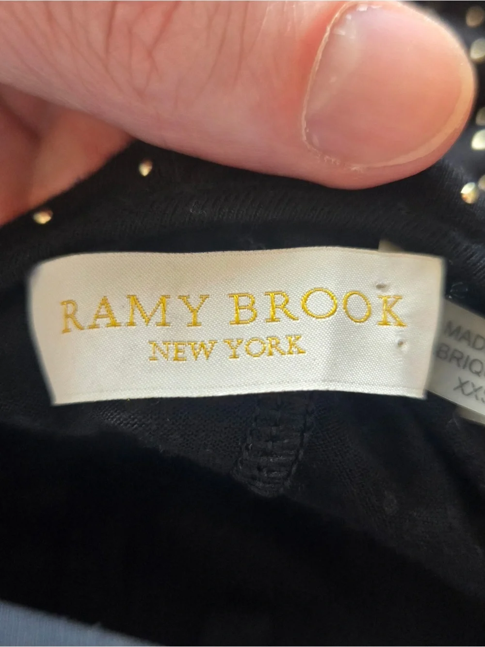 Ramy Brook Studded Esther Faux Wrap Blouse XXS Black V Neck Top Women’s